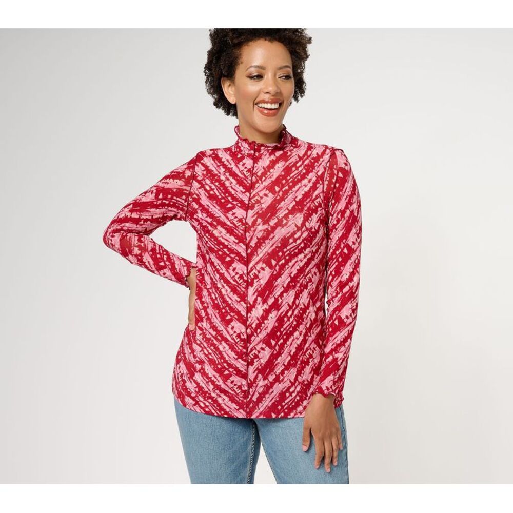 Farmers Defense Women's Top Plus Sz 2X Mesh Mock Neck WINE